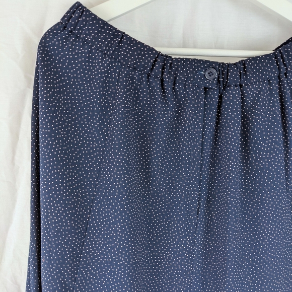 VINTAGE 80s Navy & White Dot Midi Skirt Sz 14 - Picture 4 of 5
